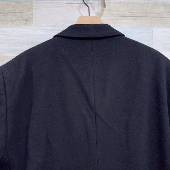 Jos A Bank Wool Flannel Long Overcoat Black Notch Collar Three Button Mens 46R - Picture 5 of 9
